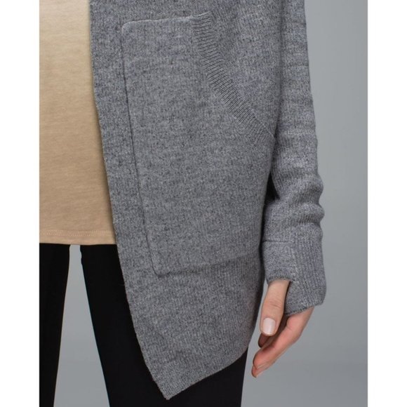 Lululemon Heathered Medium Grey / Slate Cabin Yogi Wrap Reversible, Hooded, ~M - Picture 12 of 16